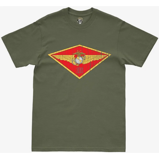 Distressed 3rd MAW Logo Military Green T-Shirt Tactically Acquired   