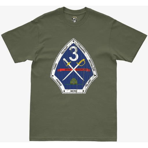 Distressed 3rd Recruit Training Battalion (3rd RTB) Military Green T-Shirt Tactically Acquired   