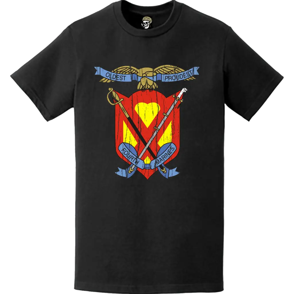 Distressed 4th Marine Regiment Logo Emblem T-Shirt Tactically Acquired   