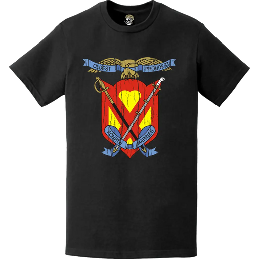 Distressed 4th Marine Regiment Logo Emblem T-Shirt Tactically Acquired   