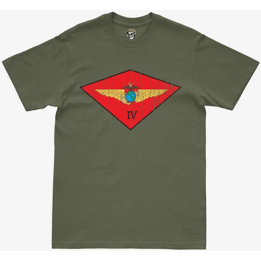 Distressed 4th MAW Logo Military Green T-Shirt Tactically Acquired   