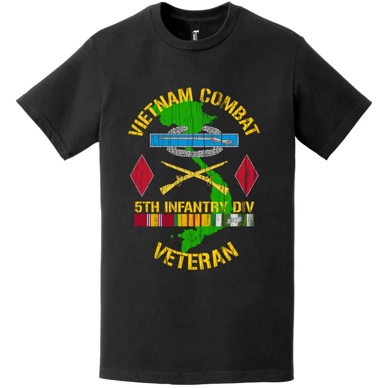 Distressed 5th Infantry Division Vietnam Combat Veteran T-Shirt