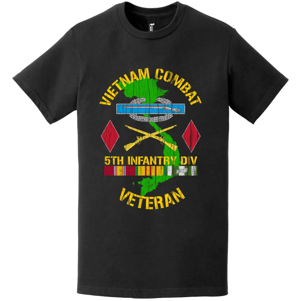 Distressed 5th Infantry Division Vietnam Combat Veteran T-Shirt Tactically Acquired   