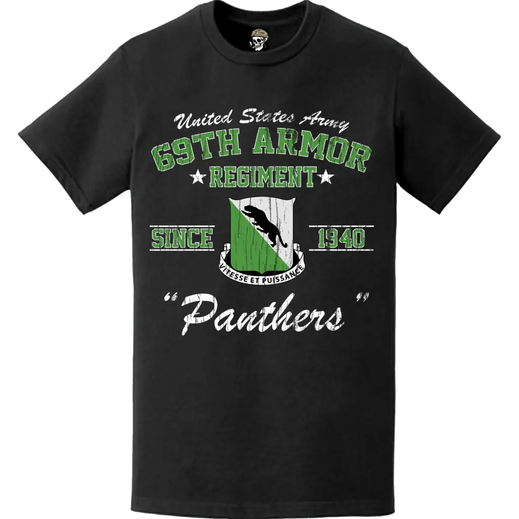 Distressed 69th Armor Regiment "Panthers" Since 1940 Unit Legacy T-Shirt Tactically Acquired   