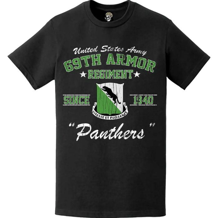 Distressed 69th Armor Regiment "Panthers" Since 1940 Unit Legacy T-Shirt Tactically Acquired   