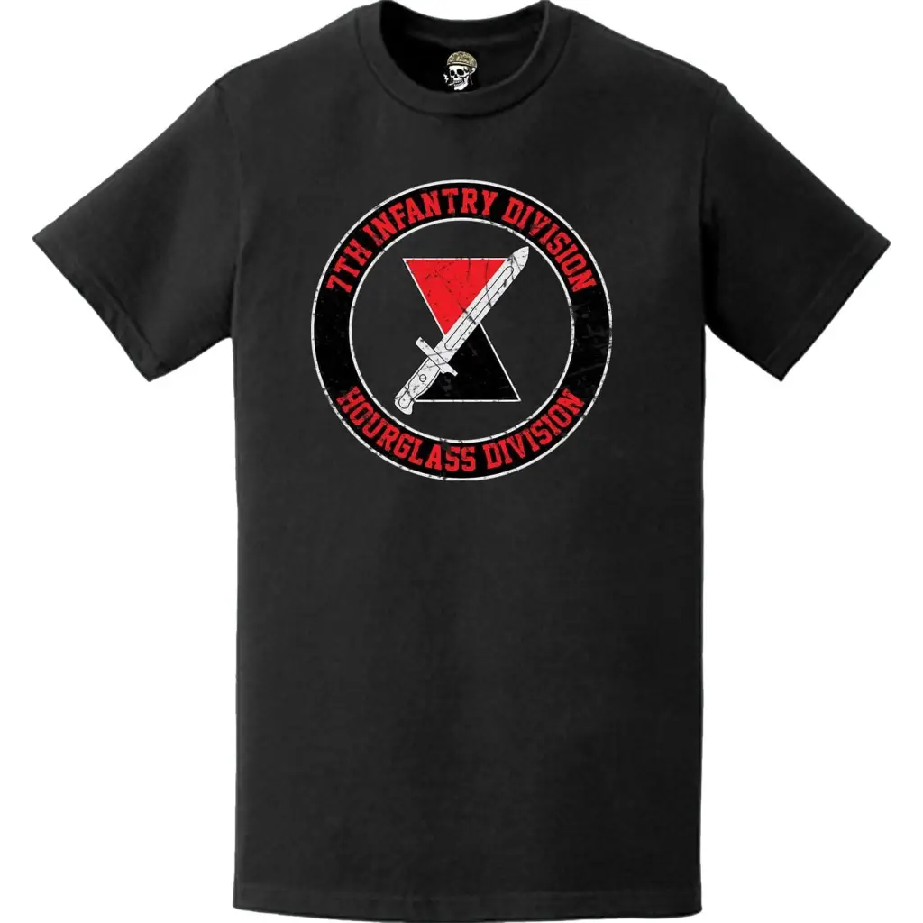 Distressed 7th Infantry Division 'Hourglass' Circle Crest T-Shirt Tactically Acquired   