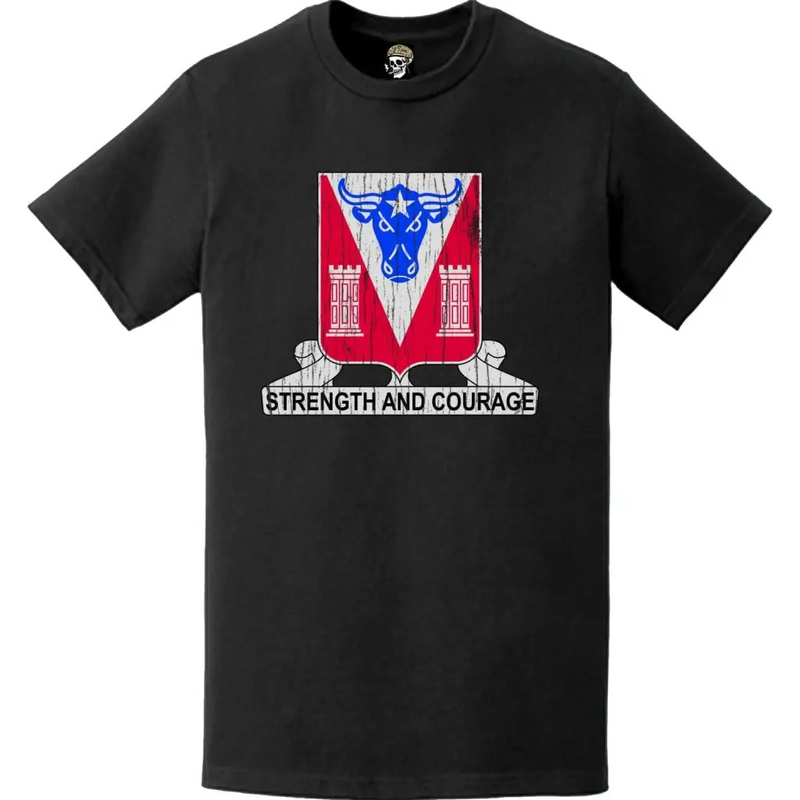 Distressed 82nd Engineer Battalion Logo Emblem T-Shirt
