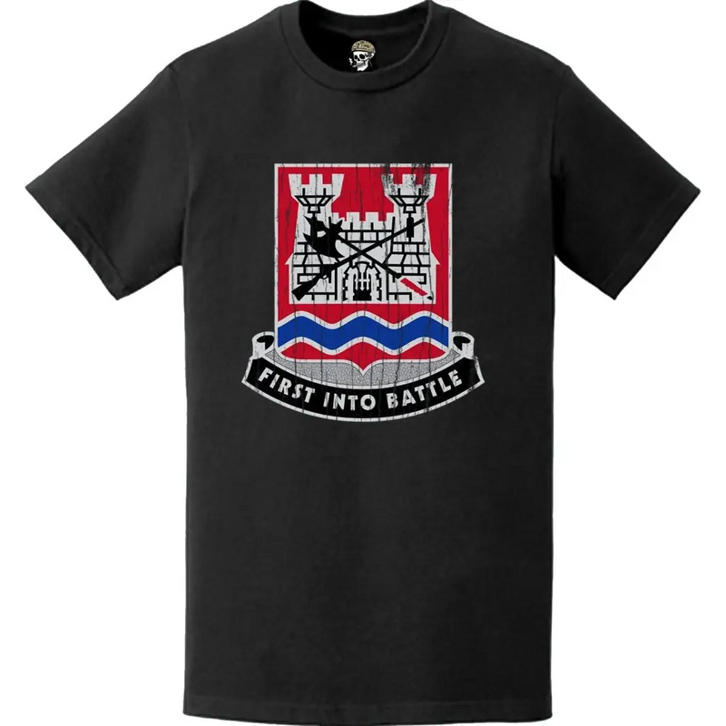 Distressed 898th Engineer Battalion Logo Emblem T-Shirt