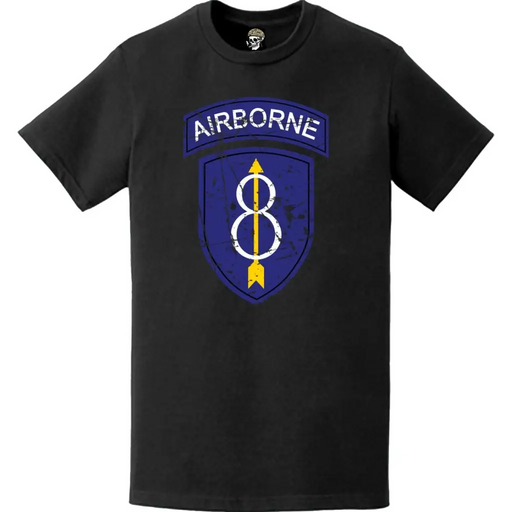 Distressed 8th Infantry Division (8th ID) Airborne Tab SSI Logo T-Shirt Tactically Acquired   