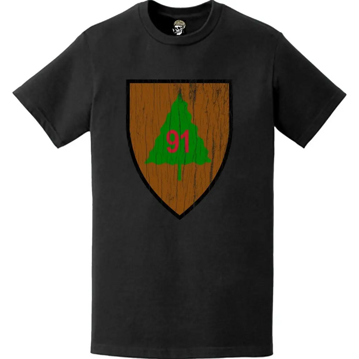 Distressed 91st Infantry Division (91st ID) SSI Logo Crest T-Shirt Tactically Acquired   