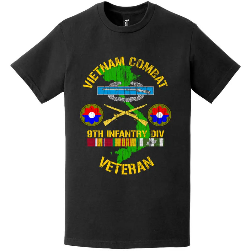 Distressed 9th Infantry Division Vietnam Combat Veteran T-Shirt