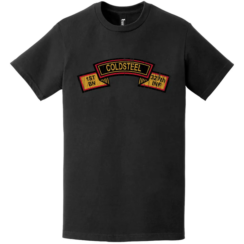 Distressed C Co 1-327 Infantry "Coldsteel" Tab Logo T-Shirt