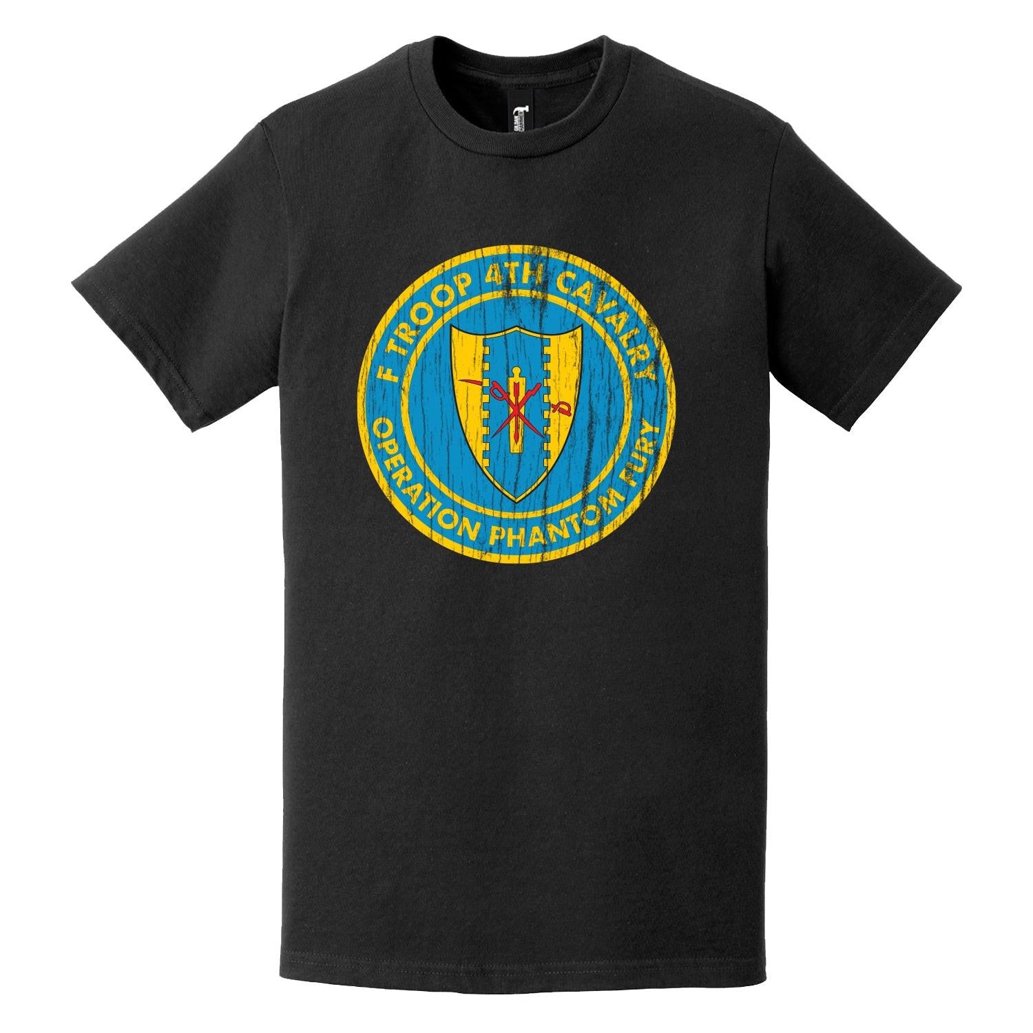 Distressed F Troop 4th Cavalry Regiment Phantom Fury T-Shirt Tactically Acquired   