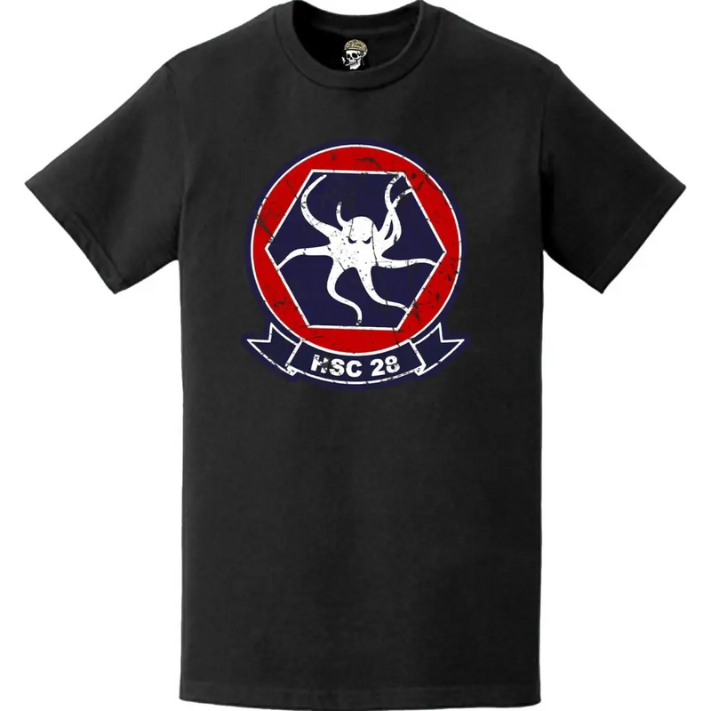 Distressed HSC-28 "Dragon Whales" Emblem Logo T-Shirt