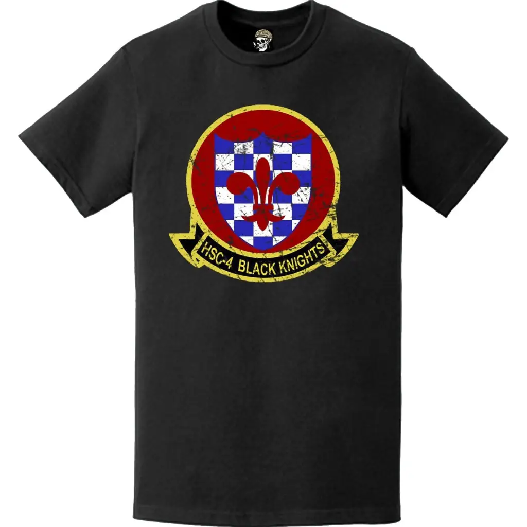 Distressed HSC-4 "Black Knights" Emblem Logo T-Shirt Tactically Acquired   