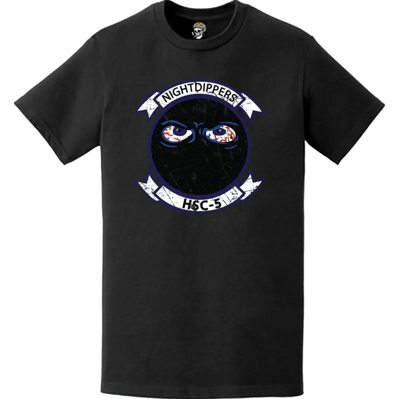 Distressed HSC-5 "Nightdippers" Emblem Logo T-Shirt