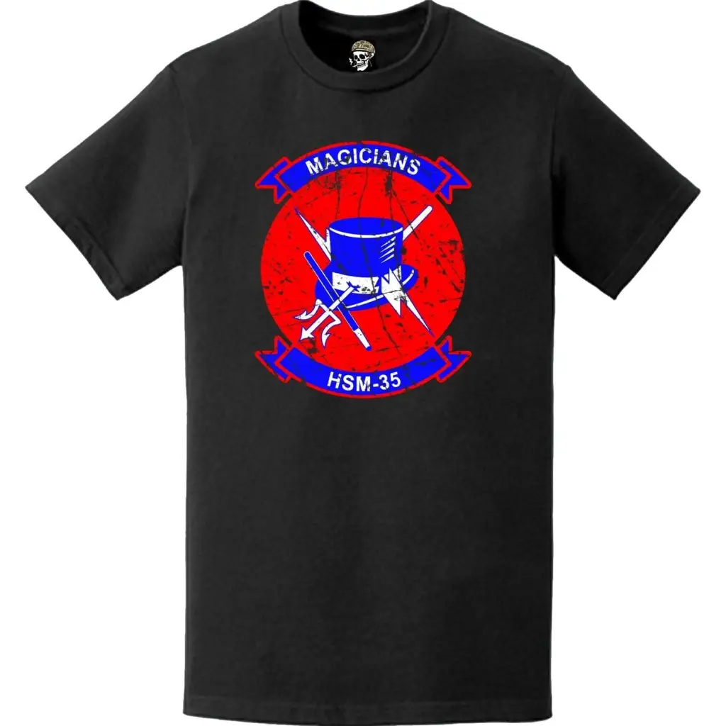 Distressed HSM-35 "Magicians" Logo Emblem T-Shirt Tactically Acquired   