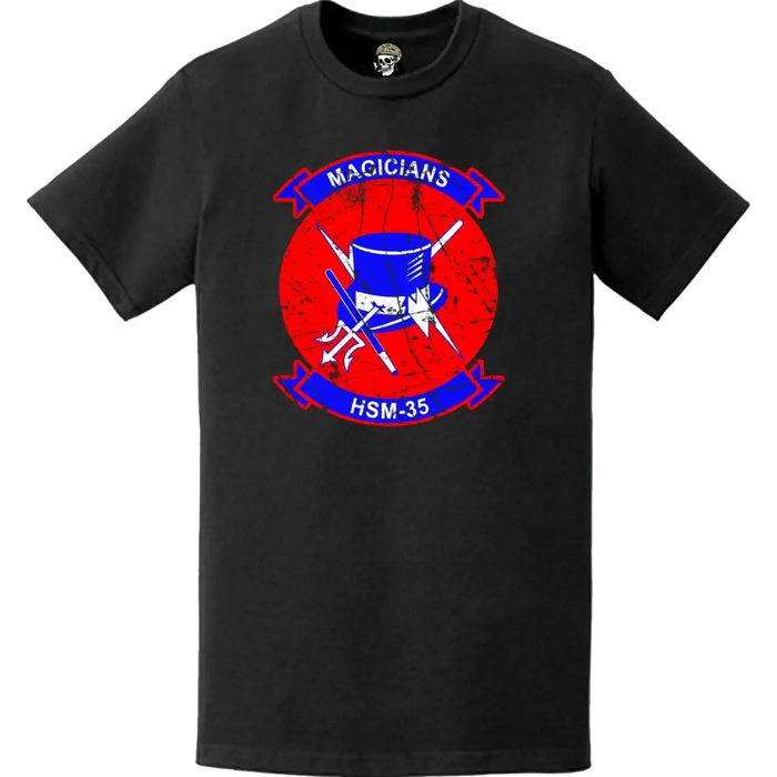 Distressed HSM-35 "Magicians" Logo Emblem T-Shirt Tactically Acquired   