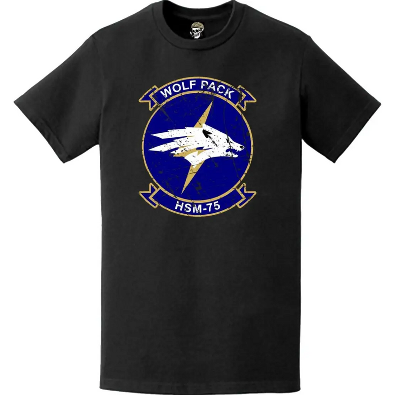 Distressed HSM-75 "Wolfpack" Logo Emblem Crest T-Shirt