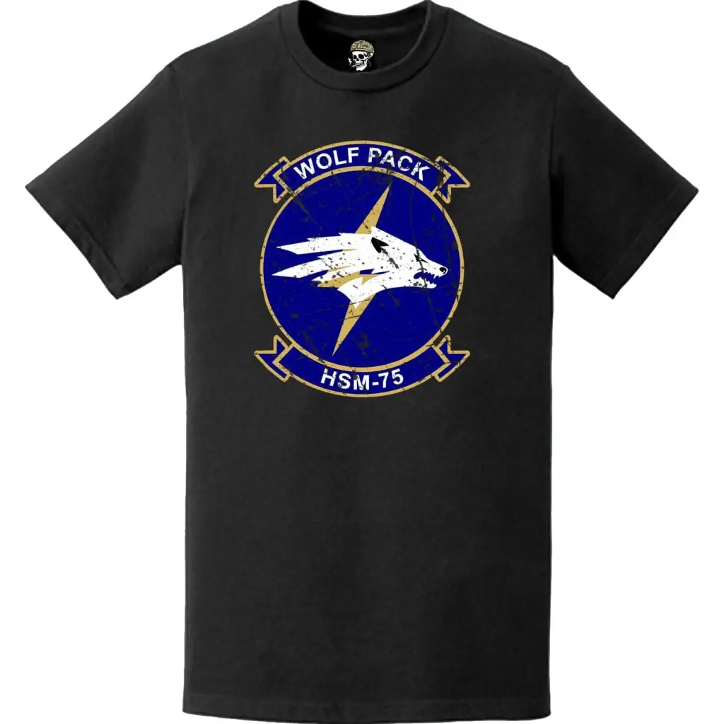 Distressed HSM-75 "Wolfpack" Logo Emblem Crest T-Shirt Tactically Acquired   