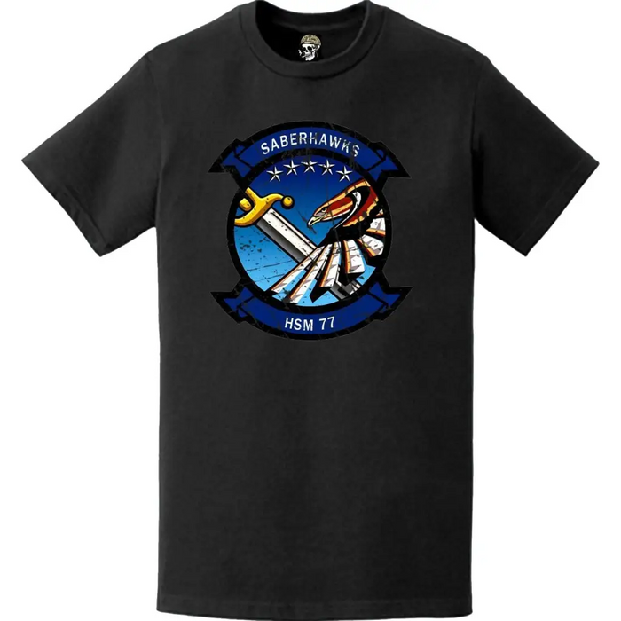 Distressed HSM-77 "Saberhawks" Logo Emblem T-Shirt Tactically Acquired   