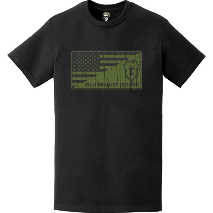 Distressed Military Green 25th Infantry Division (25th ID) American Flag T-Shirt Tactically Acquired   