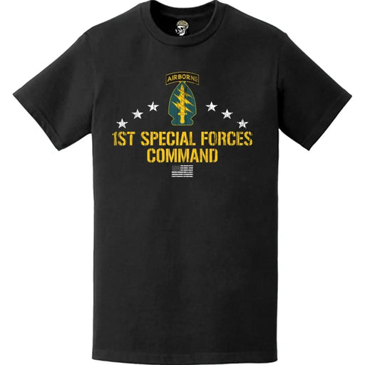 Distressed Patriotic 1st Special Forces Command (Airborne) T-Shirt Tactically Acquired   