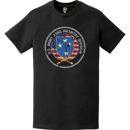 Distressed Patriotic 23rd Infantry Division American Flag Crest T-Shirt Tactically Acquired   