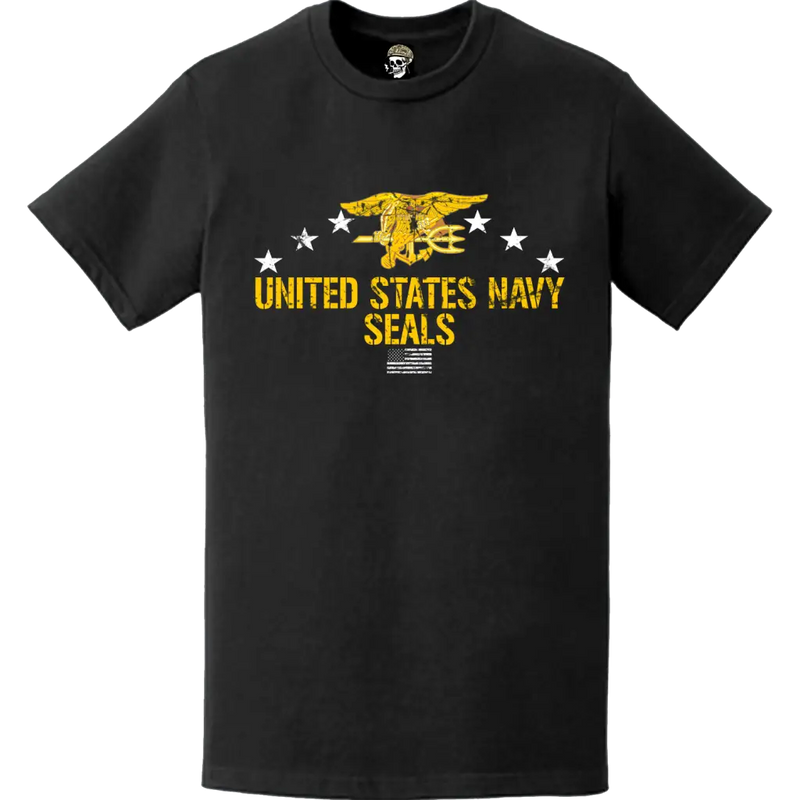 ダメージ加工 星条旗柄 アメリカ海軍特殊部隊SEALs Tシャツ