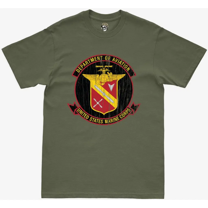 Distressed U.S. Marine Corps Aviation Military Green T-Shirt
