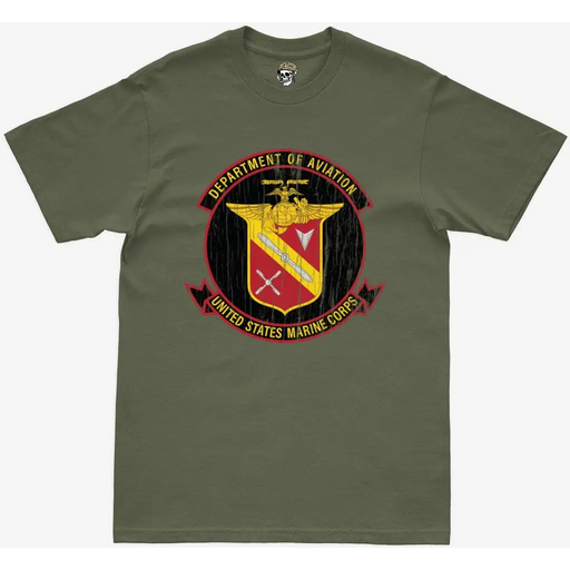 Distressed U.S. Marine Corps Aviation Military Green T-Shirt Tactically Acquired   