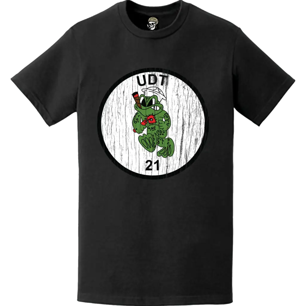 Distressed U.S. Navy UDT-21 Logo Emblem T-Shirt Tactically Acquired   