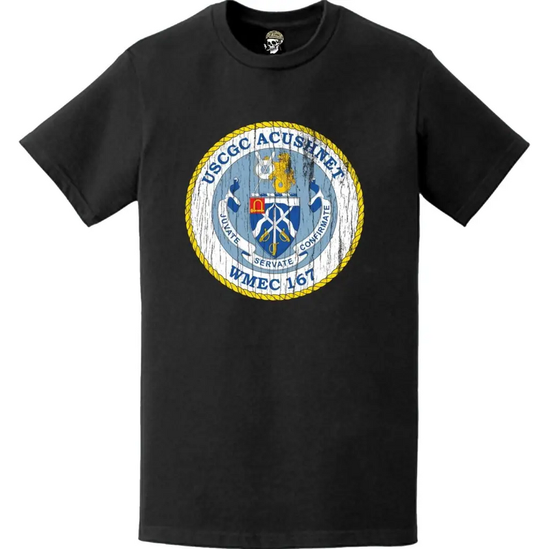 Distressed USCGC Acushnet (WMEC-167) Ship's Crest Emblem Logo T-Shirt