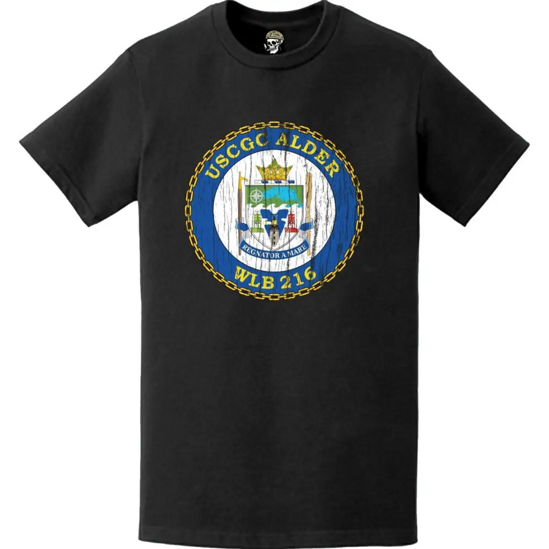 Distressed USCGC Alder (WLB-216) Ship's Crest Emblem Logo T-Shirt