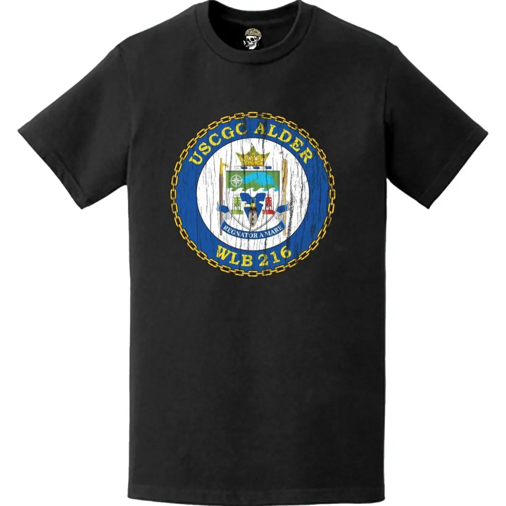 Distressed USCGC Alder (WLB-216) Ship's Crest Emblem Logo T-Shirt Tactically Acquired   