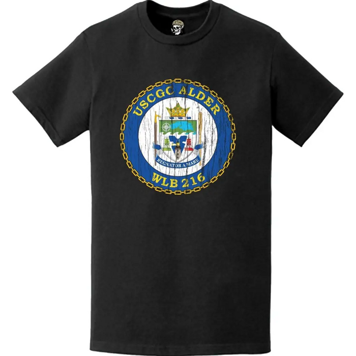 Distressed USCGC Alder (WLB-216) Ship's Crest Emblem Logo T-Shirt Tactically Acquired   