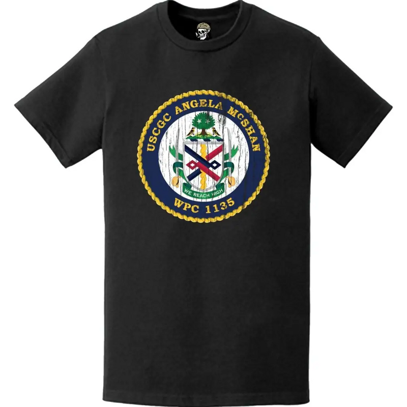 Distressed USCGC Angela McShan (WPC-1135) Ship's Crest Emblem Logo T-Shirt