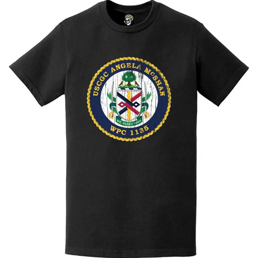 Distressed USCGC Angela McShan (WPC-1135) Ship's Crest Emblem Logo T-Shirt Tactically Acquired   