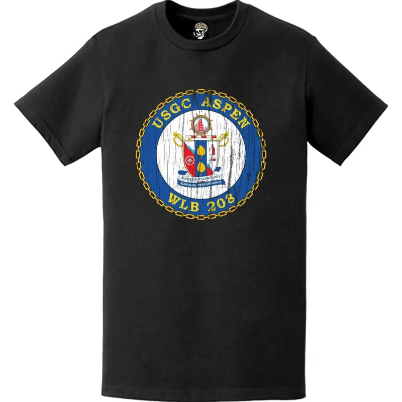 Distressed USCGC Aspen (WLB-208) Ship's Crest Emblem Logo T-Shirt