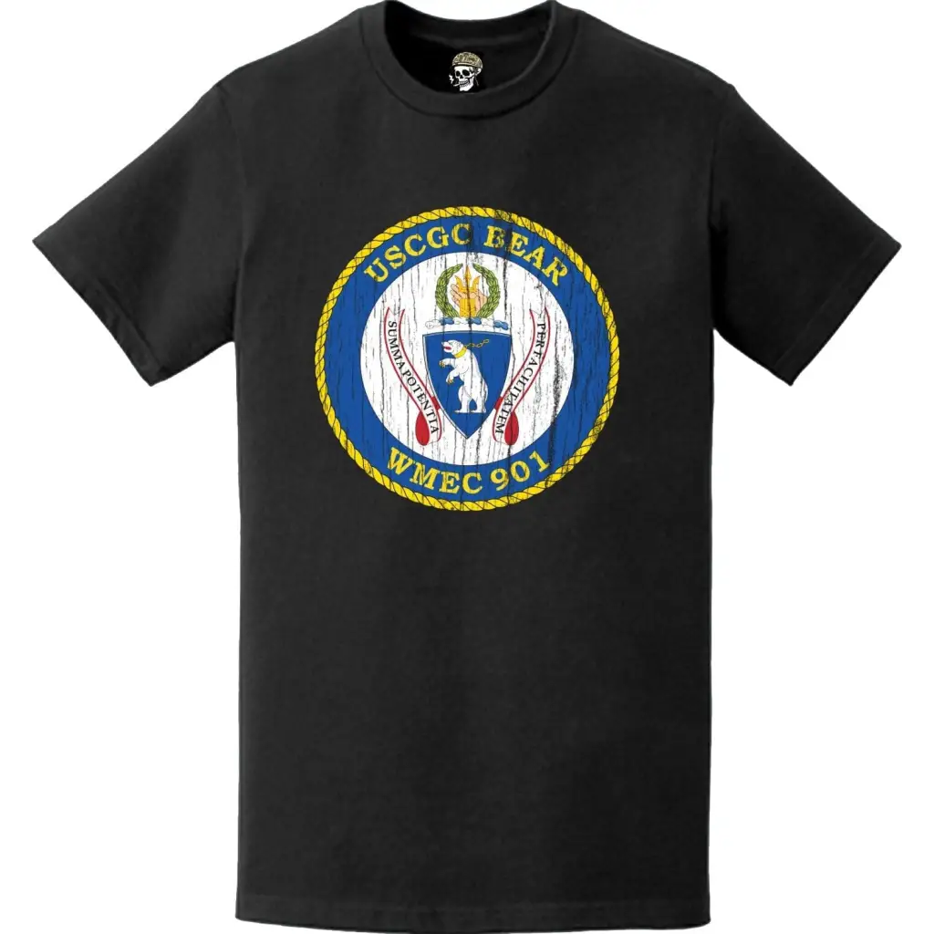 Distressed USCGC Bear (WMEC-901) Ship's Crest Emblem Logo T-Shirt Tactically Acquired   