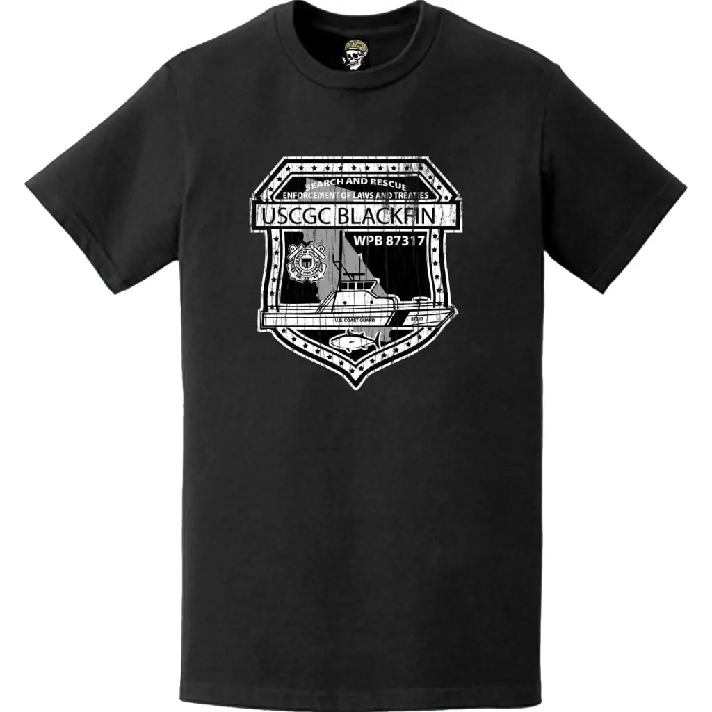 Distressed USCGC Blackfin (WPB-87317) Ship's Crest Emblem Logo T-Shirt Tactically Acquired   