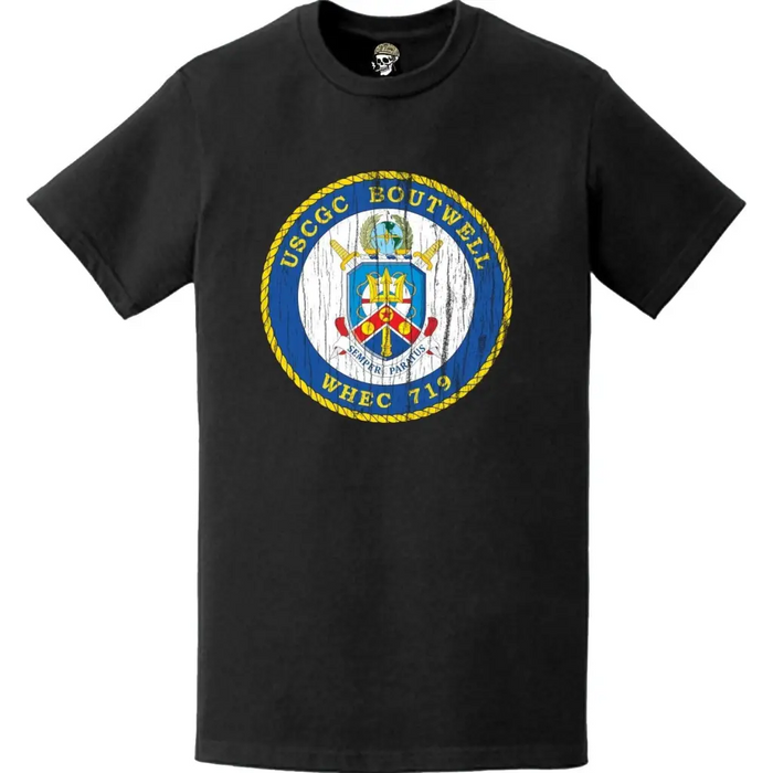 Distressed USCGC Boutwell (WHEC-719) Ship's Crest Emblem Logo T-Shirt Tactically Acquired   