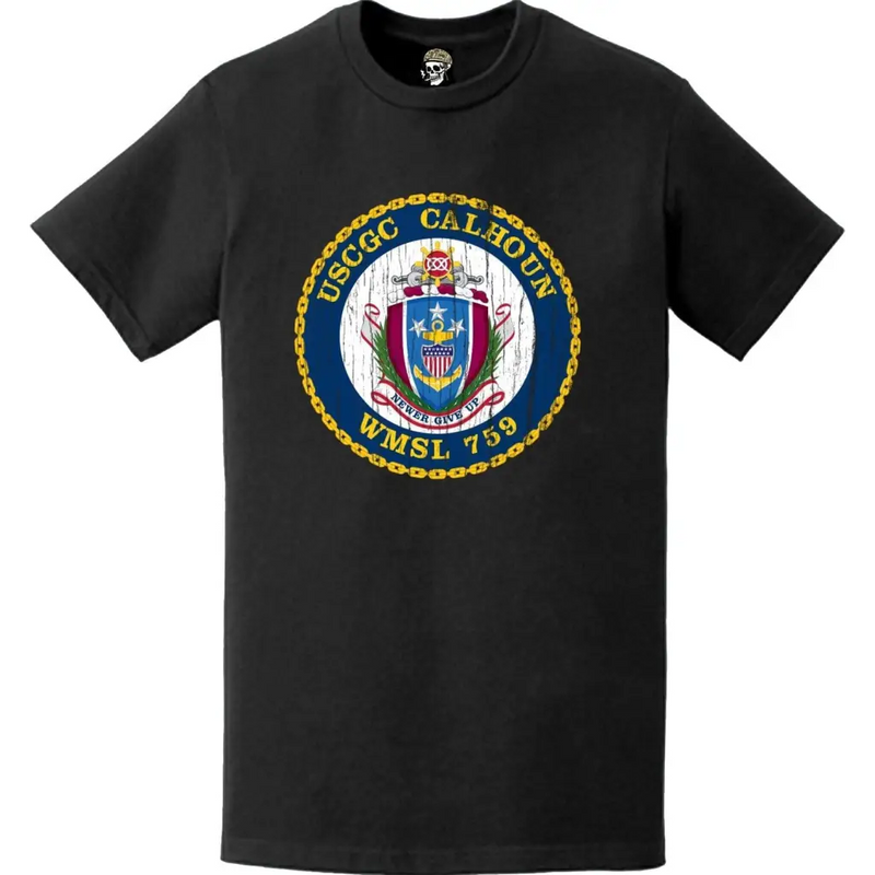Distressed USCGC Calhoun (WMSL-759) Ship's Crest Emblem Logo T-Shirt
