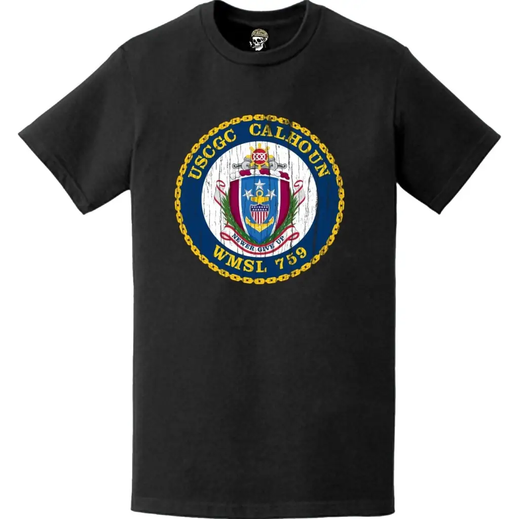 Distressed USCGC Calhoun (WMSL-759) Ship's Crest Emblem Logo T-Shirt Tactically Acquired   