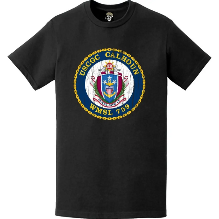 Distressed USCGC Calhoun (WMSL-759) Ship's Crest Emblem Logo T-Shirt Tactically Acquired   