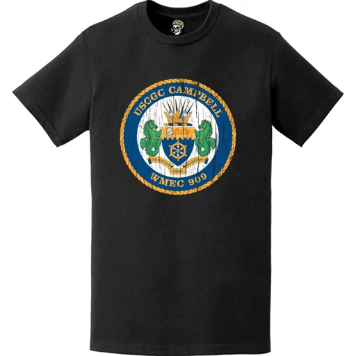 Distressed USCGC Campbell (WMEC-909) Ship's Crest Emblem Logo T-Shirt Tactically Acquired   