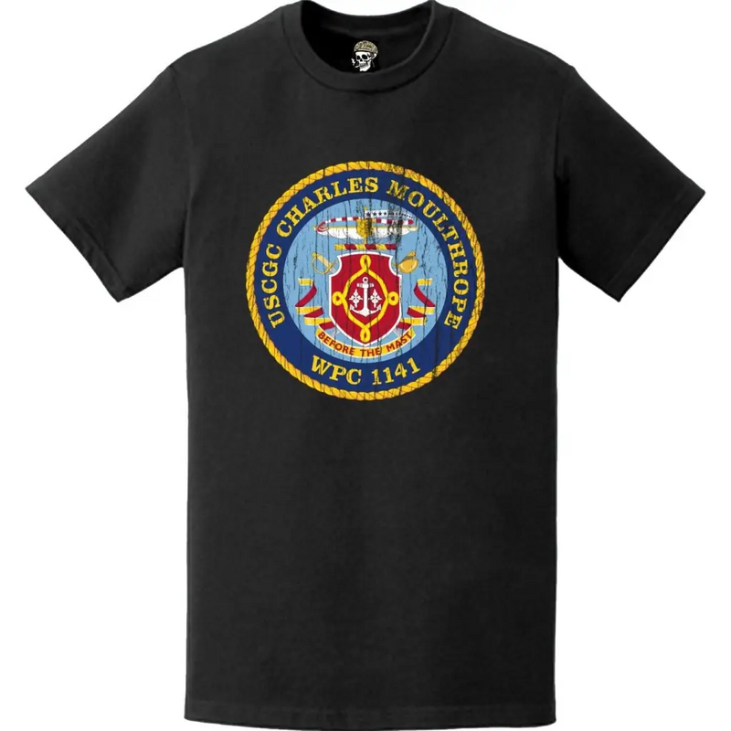 Distressed USCGC Charles Moulthrope (WPC-1141) Ship's Crest Emblem Logo T-Shirt