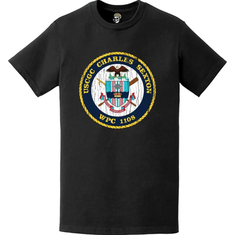 Distressed USCGC Charles Sexton (WPC-1108) Ship's Crest Emblem Logo T-Shirt