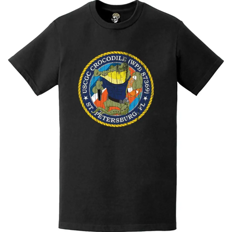 Distressed USCGC Crocodile (WPB-87369) Ship's Crest Emblem Logo T-Shirt