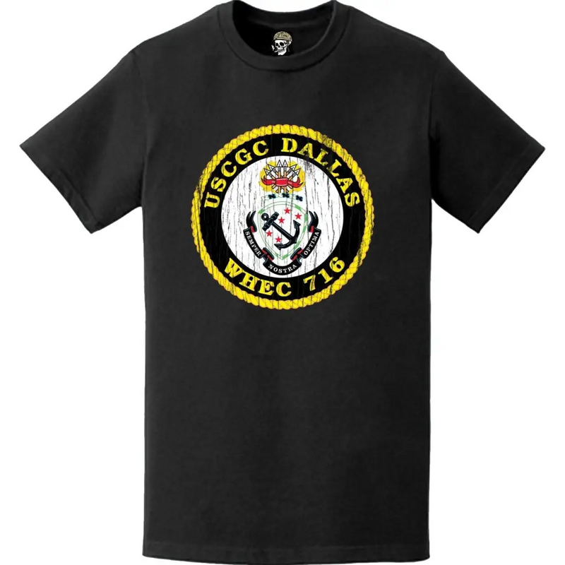 Distressed USCGC Dallas (WHEC-716) Ship's Crest Emblem Logo T-Shirt